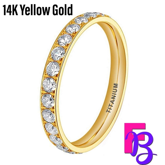 *NEW!* 3MM Rose, Yellow or White Gold Anniversary/Eternity Band - Picture 9 of 13